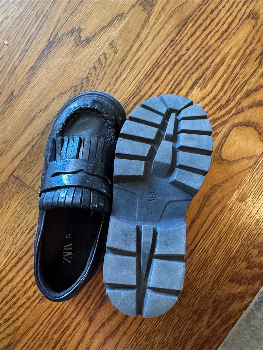 Zara Kids Black Fringe Penny Loafers